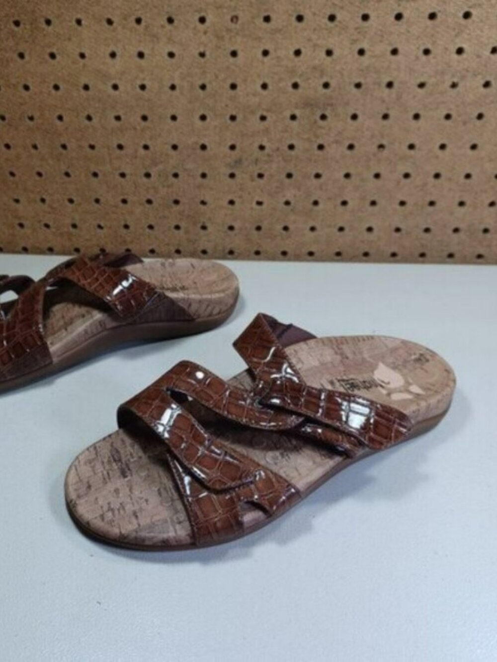 Orthaheel womens brown Holly brown croc print wedge slide sandals 8 M - Picture 5 of 6
